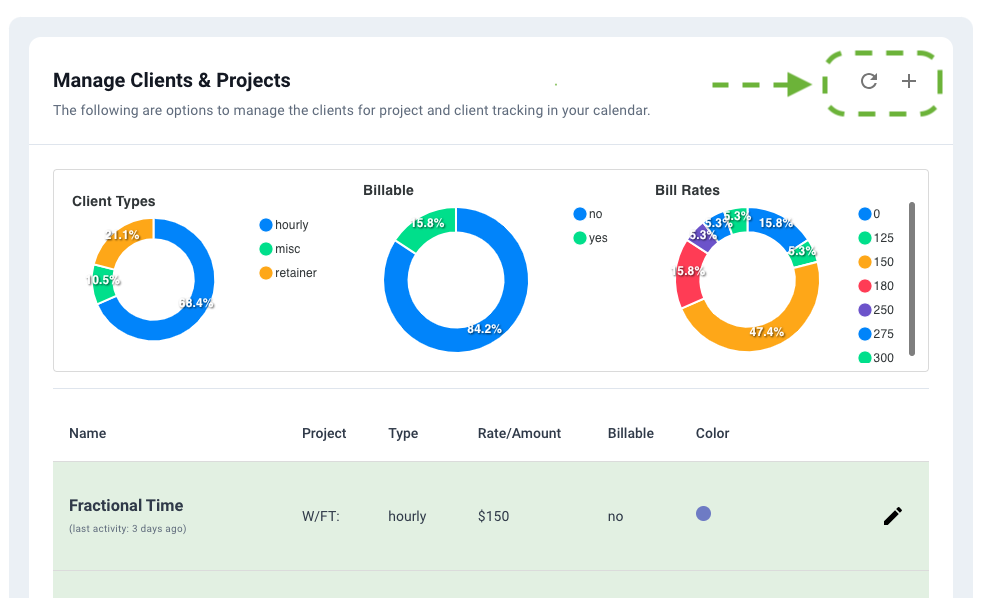Client setup page in Fractional App